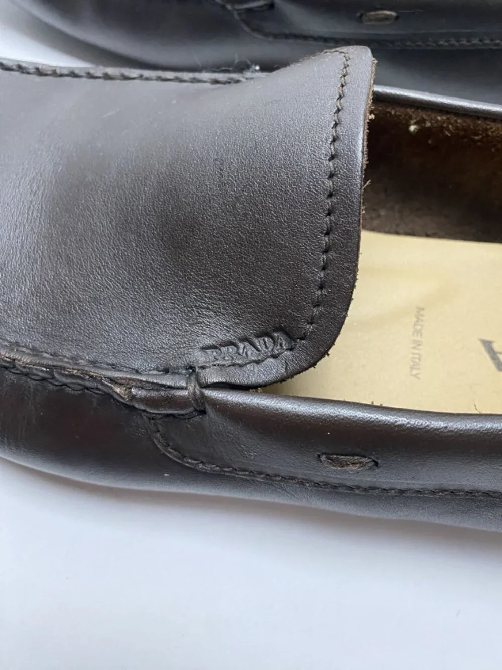 Prada Brown Leather Driving Loafers Size 9